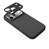 Aramid Hülle für iPhone 18 Pro Max mit Camera Frame, darüber der Camera Guard
