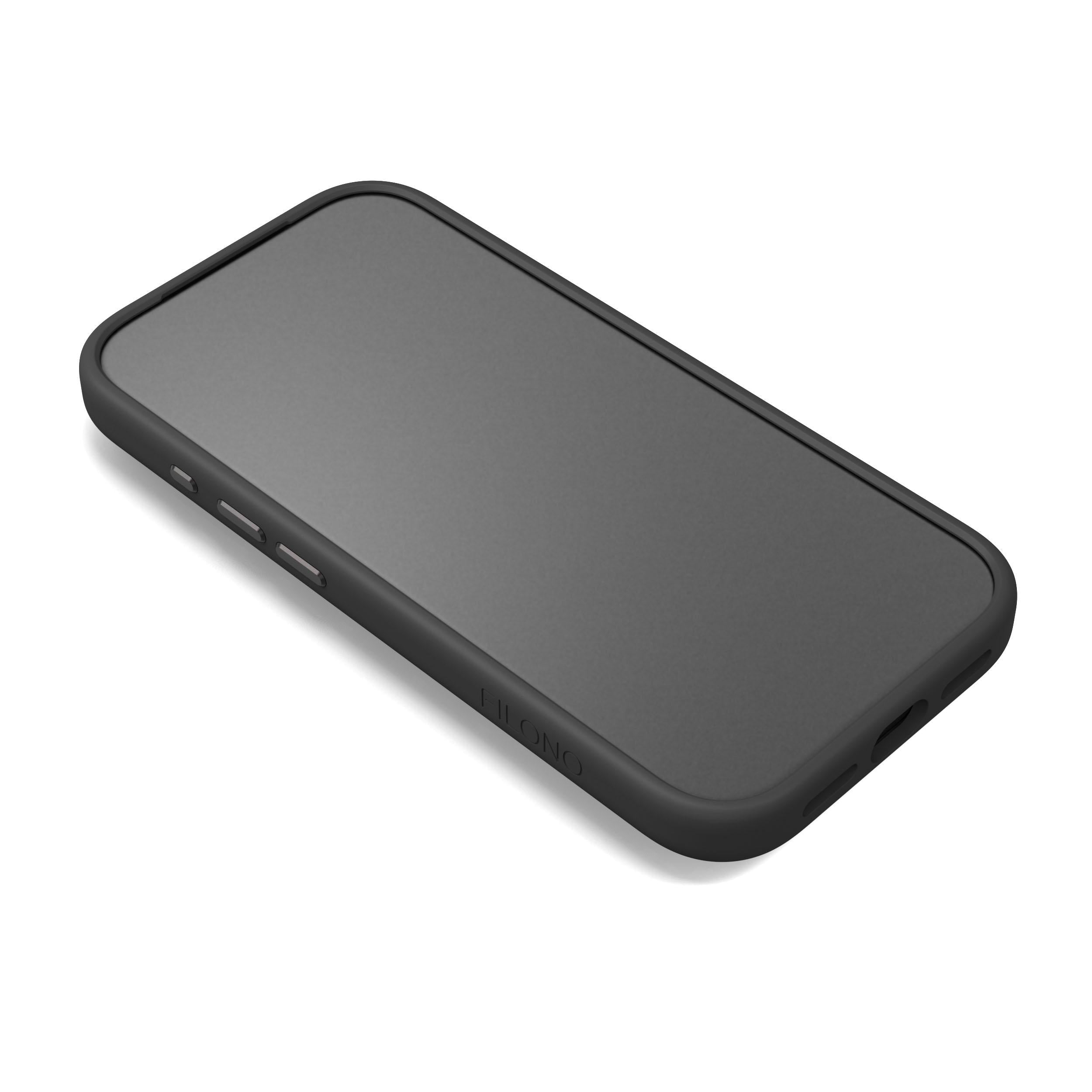Aramid Hülle am iPhone 18 Pro Max, schräg von vorne mit Schutzlippe um das Display